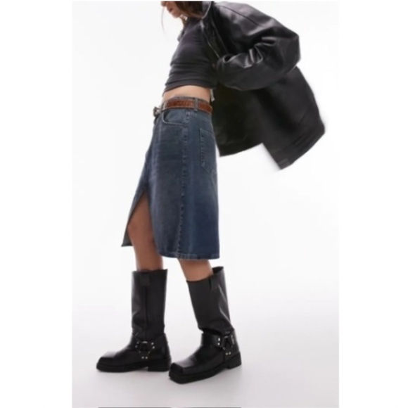 Topshop Vented Denim Skirt, Mid Blue, Size 8, NWT - Picture 4 of 15